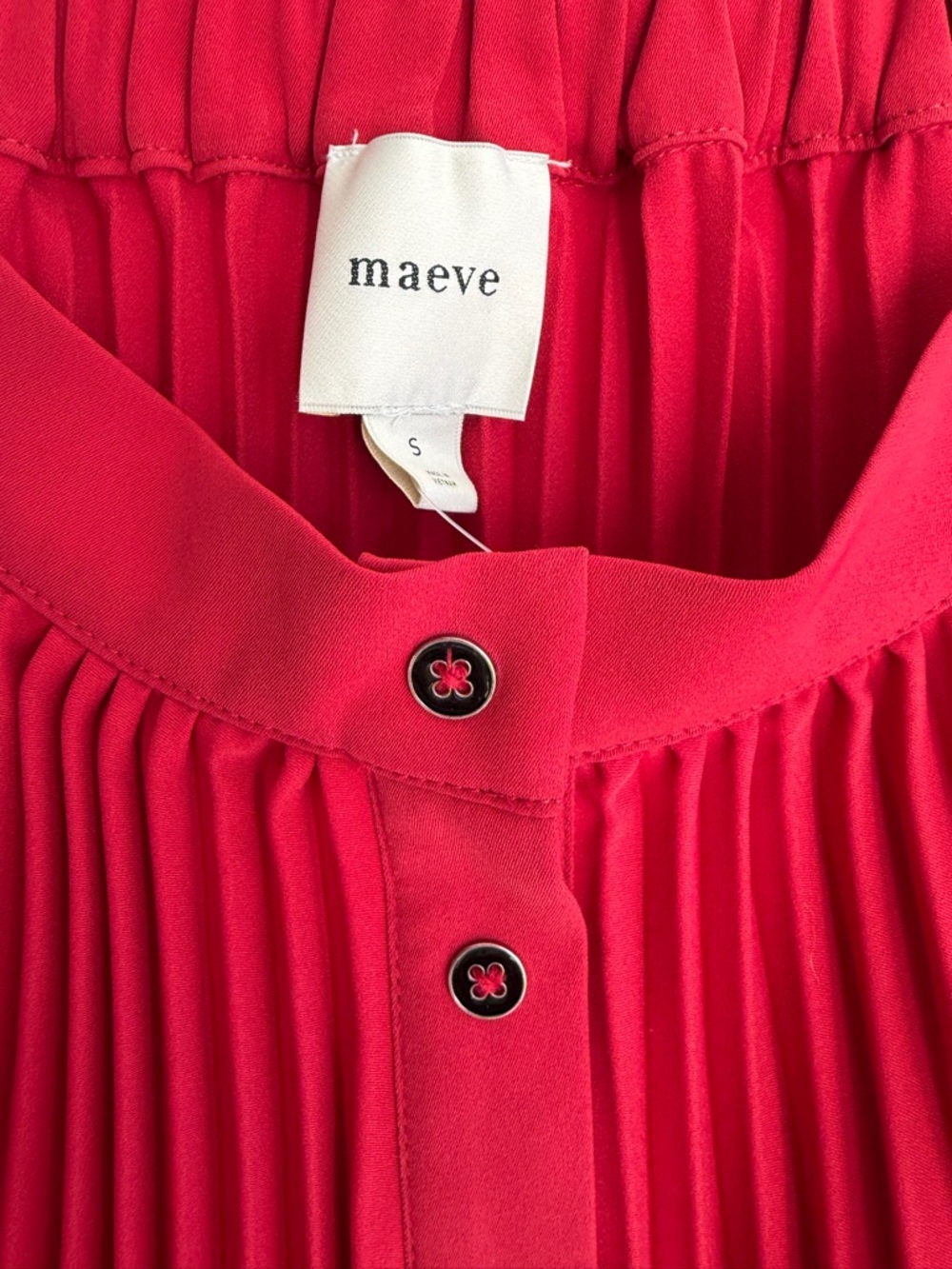 NWT! MAEVE for Anthropologie Red Pleated Button-Front Maxi Skirt Size Small - Picture 6 of 8
